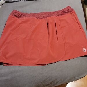 NWOT Isis Orange Gray Sport Skirt Skorts L
